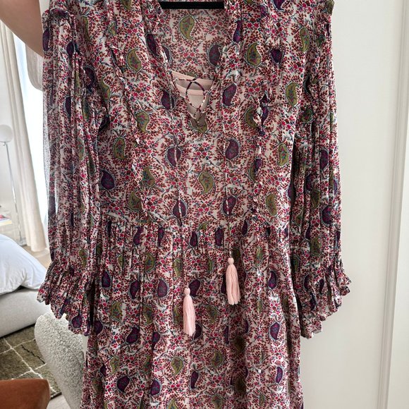 Sacks bohemian print long sleeve dress, size 0, used once - Picture 4 of 7